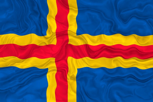 Nationalflagge der Alandinseln Hintergrund mit Flagge der Alandinseln