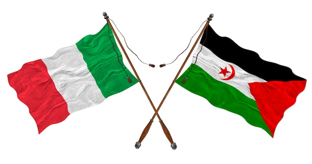 Nationalflagge der Arabischen Demokratischen Republik Sahara und Italien Hintergrund für Designer