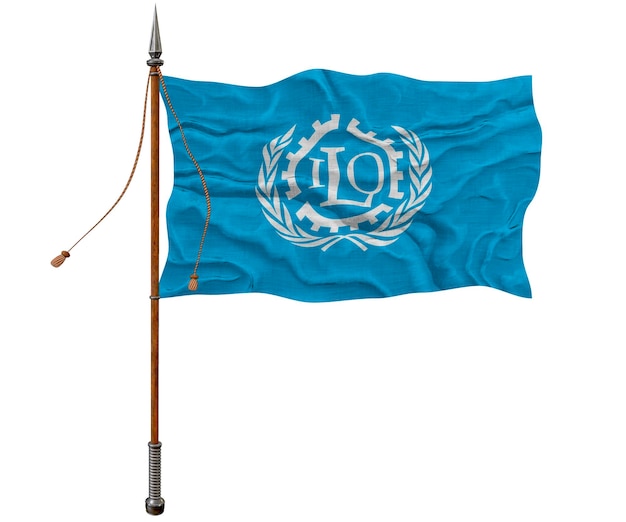 Nationalflagge der ILO Hintergrund mit Flagge der ILO