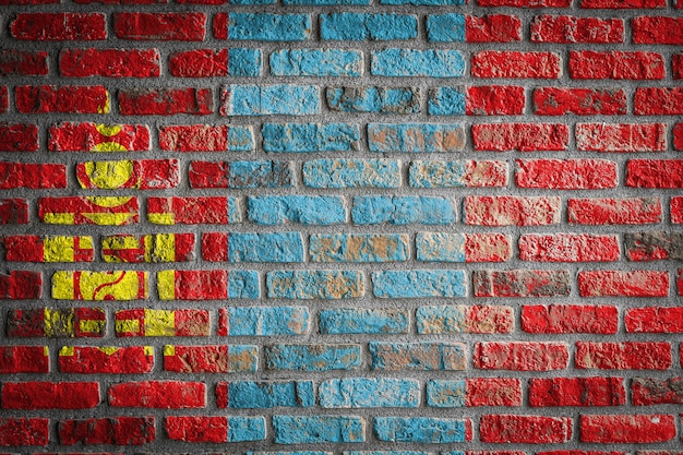 Nationalflagge der Mongolei auf einer alten Mauer