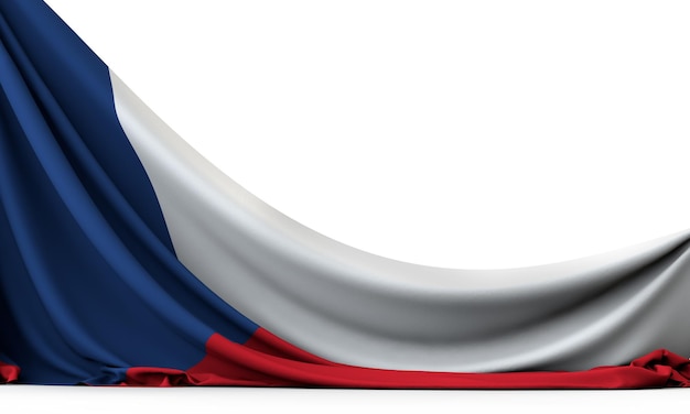 Nationalflagge der Tschechischen Republik hängendes Stoffbanner 3D-Rendering