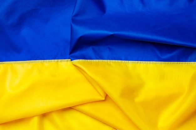 Nationalflagge der Ukraine Textilwand nah oben