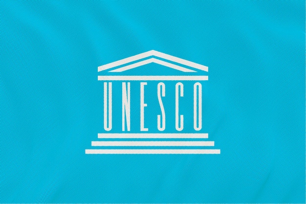 Foto nationalflagge der unesco hintergrund mit flagge der unesco