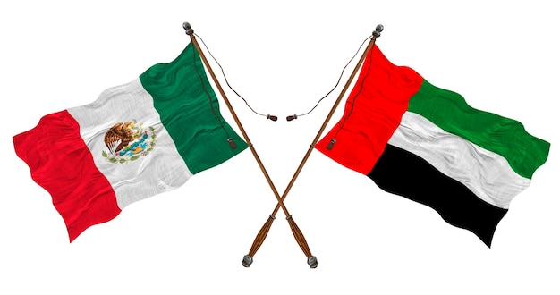 Nationalflagge der Vereinigten Arabischen Emirate und Mexiko Hintergrund für Designer