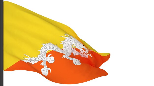 Foto nationalflagge hintergrundbildwind weht fahnen3d-renderingflagge von bhutan