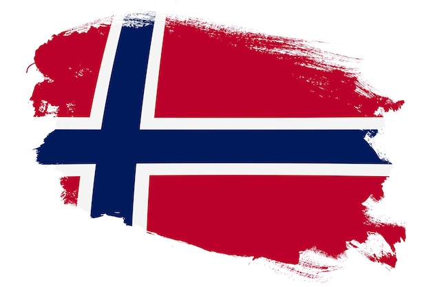 Nationalflagge Norwegens auf strukturiertem weißem Hintergrund mit Grunge-Strichpinsel