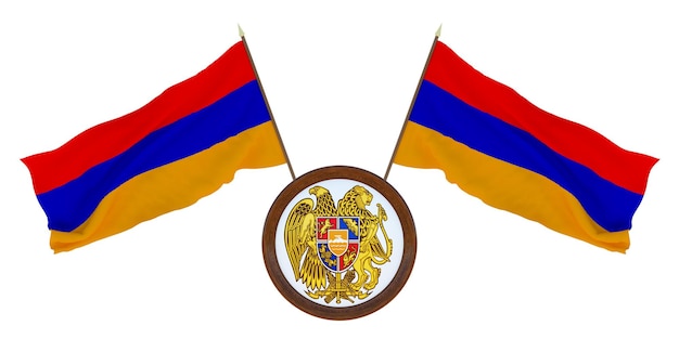 Nationalflagge und das Wappen Armeniens Hintergrund für Redakteure und Designer Nationalfeiertag 3D-Darstellung