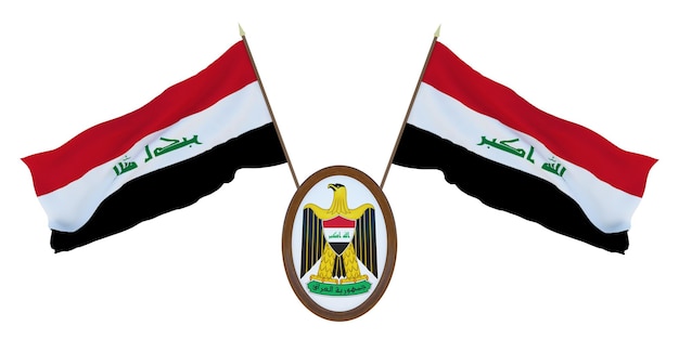 Nationalflagge und das Wappen des Irak Hintergrund für Redakteure und Designer Nationalfeiertag 3D-Darstellung