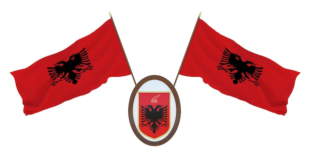 Nationalflagge und das Wappen von Albanien Hintergrund für Redakteure und Designer Nationalfeiertag 3D-Darstellung
