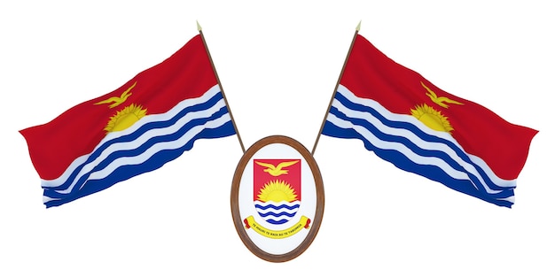 Nationalflagge und Wappen 3D-Darstellung von Kiribati Hintergrund für Redakteure und Designer Nationalfeiertag