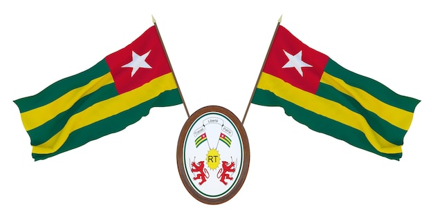 Nationalflagge und Wappen 3D-Darstellung von Togo Hintergrund für Redakteure und Designer Nationalfeiertag