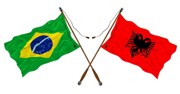 Nationalflagge von Albanien und Brasilien Hintergrund für Designer