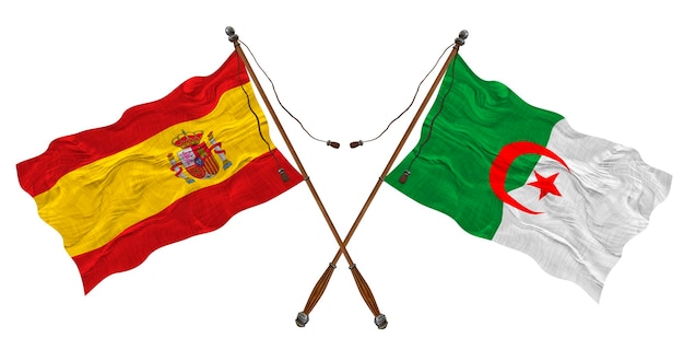 Nationalflagge von Algerien und Spanien Hintergrund für Designer