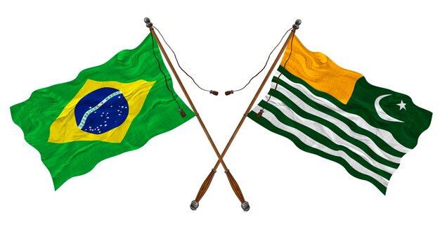 Nationalflagge von Azad Kaschmir und Brasilien Hintergrund für Designer