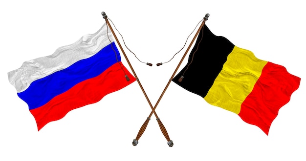 Nationalflagge von Belgien und Russland Hintergrund für Designer