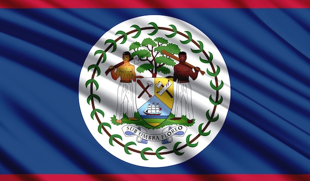 Nationalflagge von Belize Realistische Nationalfarben des Seidenlandes mit Emblem