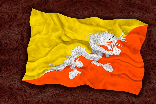 Foto nationalflagge von bhutan hintergrund mit flagge von bhutan