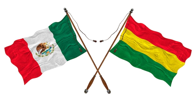 Nationalflagge von Bolivien und Mexiko Hintergrund für Designer