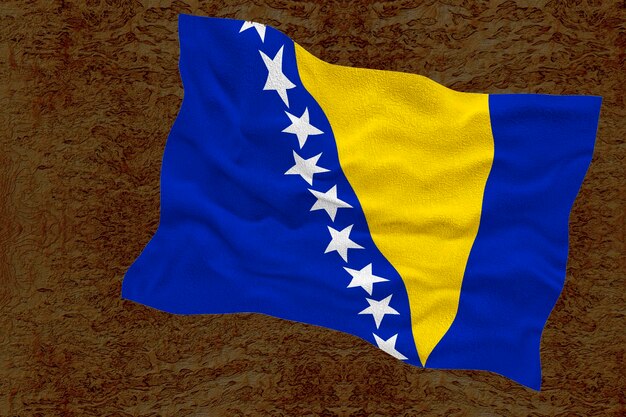 Foto nationalflagge von bosnien und herzegowina hintergrund mit flagge von bosnien und herzegowina