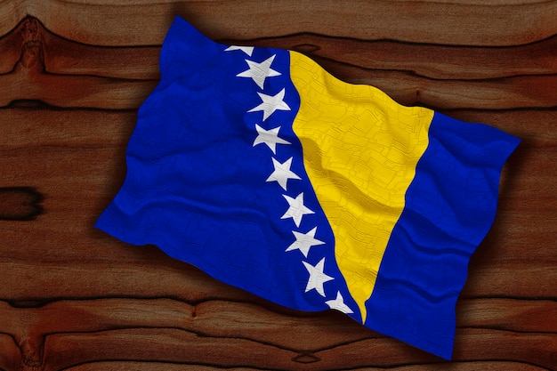 Nationalflagge von Bosnien und Herzegowina Hintergrund mit Flagge von Bosnien und Herzegowina