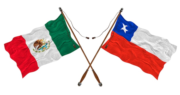 Nationalflagge von Chile und Mexiko Hintergrund für Designer