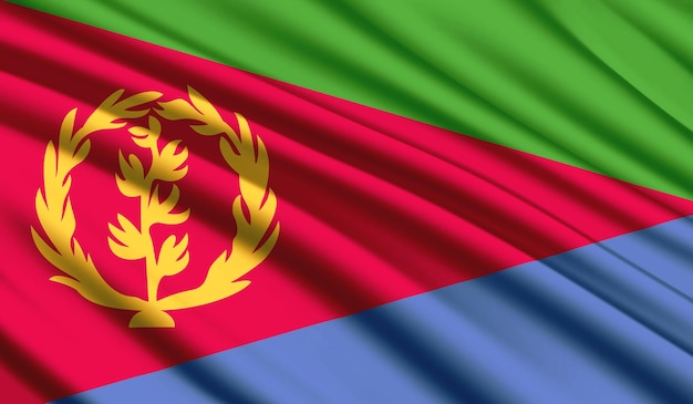 Nationalflagge von Eritrea Realistische Nationalfarben des Seidenlandes mit Emblem