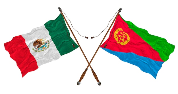 Nationalflagge von Eritrea und Mexiko Hintergrund für Designer