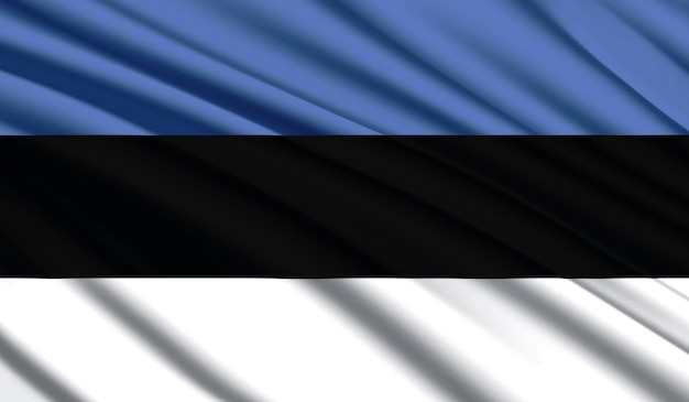 Nationalflagge von Estland Realistische Nationalfarben des Seidenlandes mit Emblem