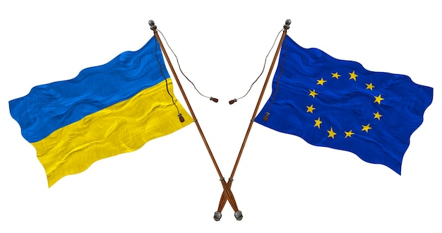 Nationalflagge von Europa und der Ukraine Hintergrund für Designer