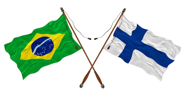 Nationalflagge von Finnland und Brasilien Hintergrund für Designer