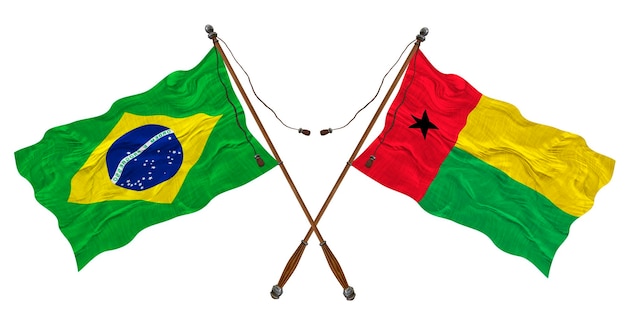 Nationalflagge von Guinea-Bissau und Brasilien Hintergrund für Designer