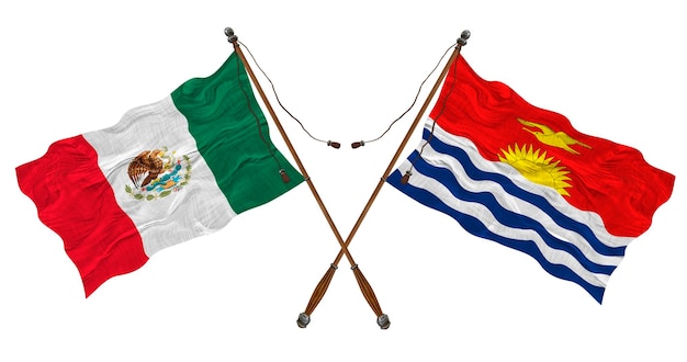 Nationalflagge von Kiribati und Mexiko Hintergrund für Designer