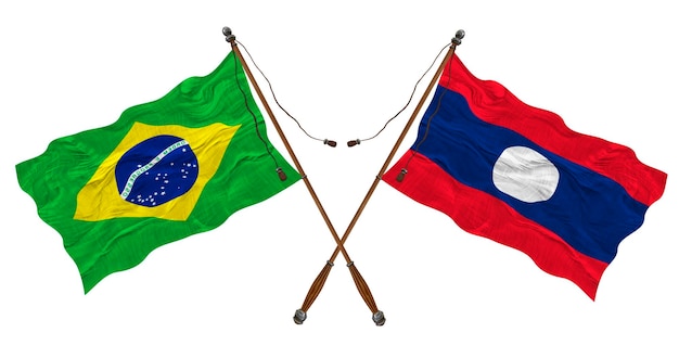 Nationalflagge von Laos und Brasilien Hintergrund für Designer