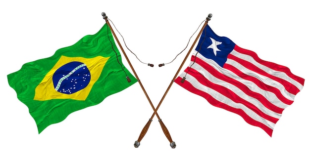 Nationalflagge von Liberia und Brasilien Hintergrund für Designer