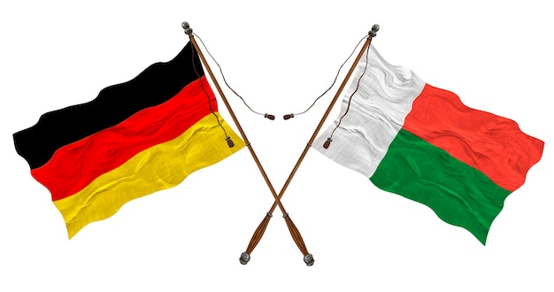 Nationalflagge von Madagaskar und Deutschland Hintergrund für Designer