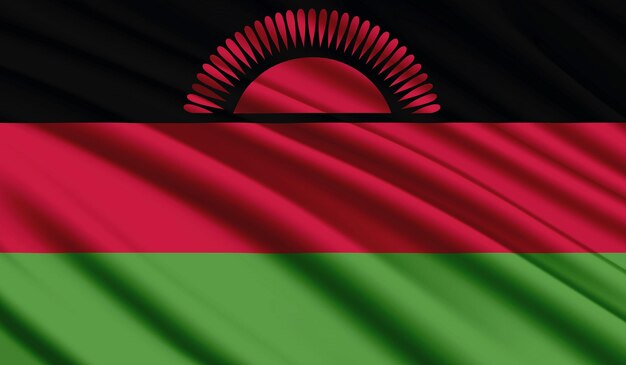 Foto nationalflagge von malawi realistische nationalfarben des seidenlandes mit emblem