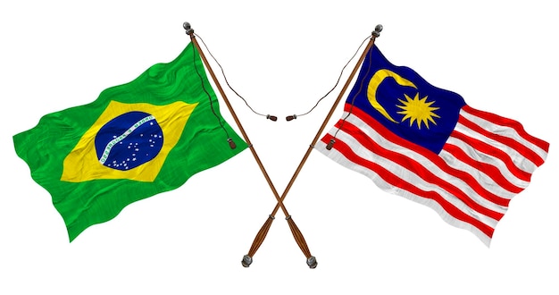 Nationalflagge von Malaysia und Brasilien Hintergrund für Designer