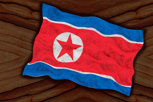 Nationalflagge von Nordkorea Hintergrund mit Flagge von Nordkorea