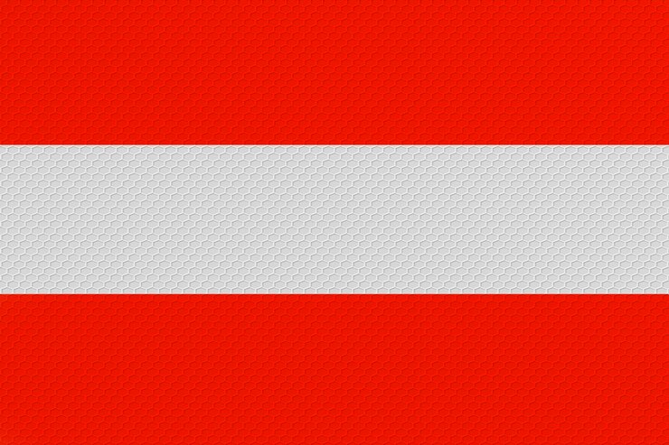 Foto nationalflagge von österreich hintergrund mit flagge von österreich