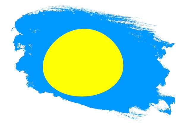Nationalflagge von Palau auf strukturiertem weißem Hintergrund mit Grunge-Strichpinsel