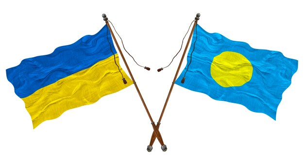 Nationalflagge von Palau und der Ukraine Hintergrund für Designer