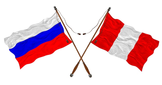 Nationalflagge von Peru und Russland Hintergrund für Designer