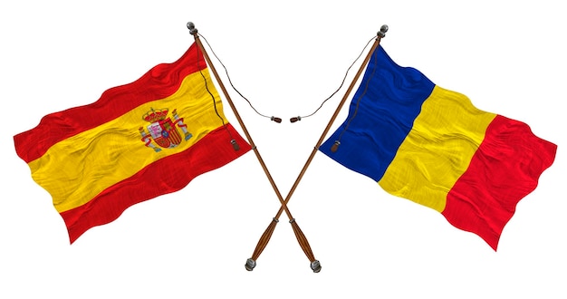 Nationalflagge von Rumänien und Spanien Hintergrund für Designer