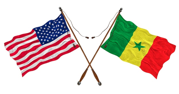 Nationalflagge von Senegal und den Vereinigten Staaten von Amerika Hintergrund für Designer