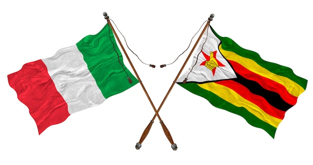Nationalflagge von Simbabwe und Italien Hintergrund für Designer