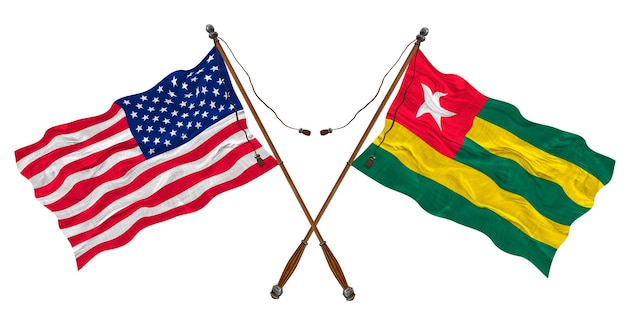 Nationalflagge von Togo und den Vereinigten Staaten von Amerika Hintergrund für Designer