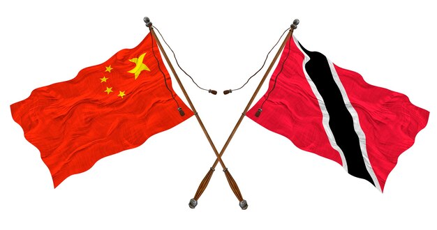 Nationalflagge von Trinidad und Tobago und China Hintergrund für Designer