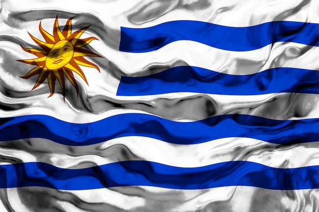 Foto nationalflagge von uruguay hintergrund mit flagge von uruguay