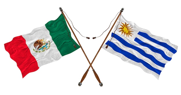 Nationalflagge von Uruguay und Mexiko Hintergrund für Designer