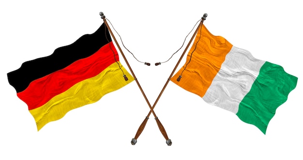 Nationalflaggen der Elfenbeinküste und Deutschlands Hintergrund für Designer